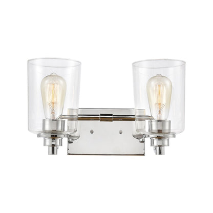 Atlas Lighting Robins 14in 2-Light Vanity Light | Transitional Polished Chrome and Clear Glass | Bathroom Vanity | 14 x 7 x 8 in | Model WL11428-CH