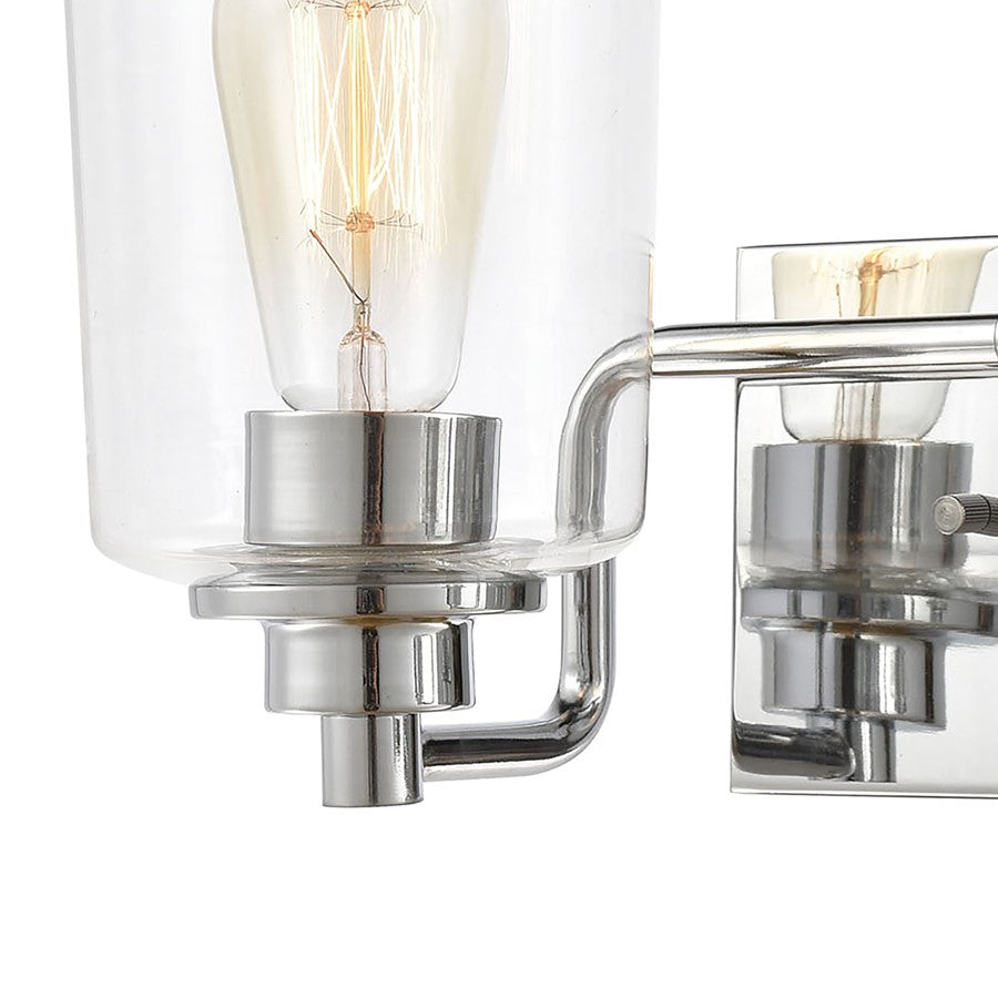 Atlas Lighting Robins 14in 2-Light Vanity Light | Transitional Polished Chrome and Clear Glass | Bathroom Vanity | 14 x 7 x 8 in | Model WL11428-CH