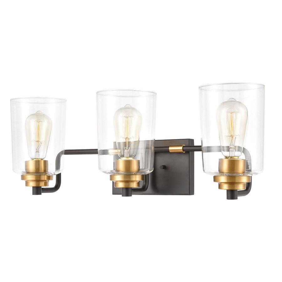 Atlas Lighting Robins 23in 3-Light Vanity Light | Transitional Matte Black and Clear Glass | Bathroom Vanity | 23 x 7 x 8 in | Model WL11429-BK