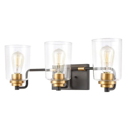 Atlas Lighting Robins 23in 3-Light Vanity Light | Transitional Matte Black and Clear Glass | Bathroom Vanity | 23 x 7 x 8 in | Model WL11429-BK
