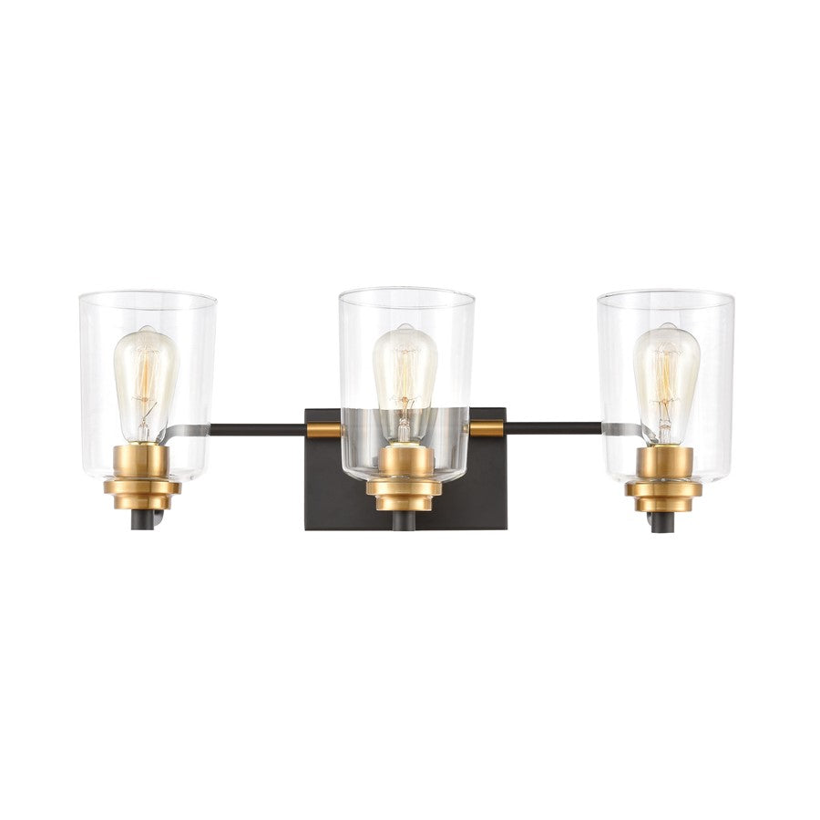 Atlas Lighting Robins 23in 3-Light Vanity Light | Transitional Matte Black and Clear Glass | Bathroom Vanity | 23 x 7 x 8 in | Model WL11429-BK