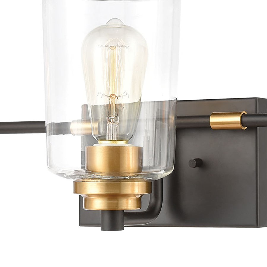 Atlas Lighting Robins 23in 3-Light Vanity Light | Transitional Matte Black and Clear Glass | Bathroom Vanity | 23 x 7 x 8 in | Model WL11429-BK