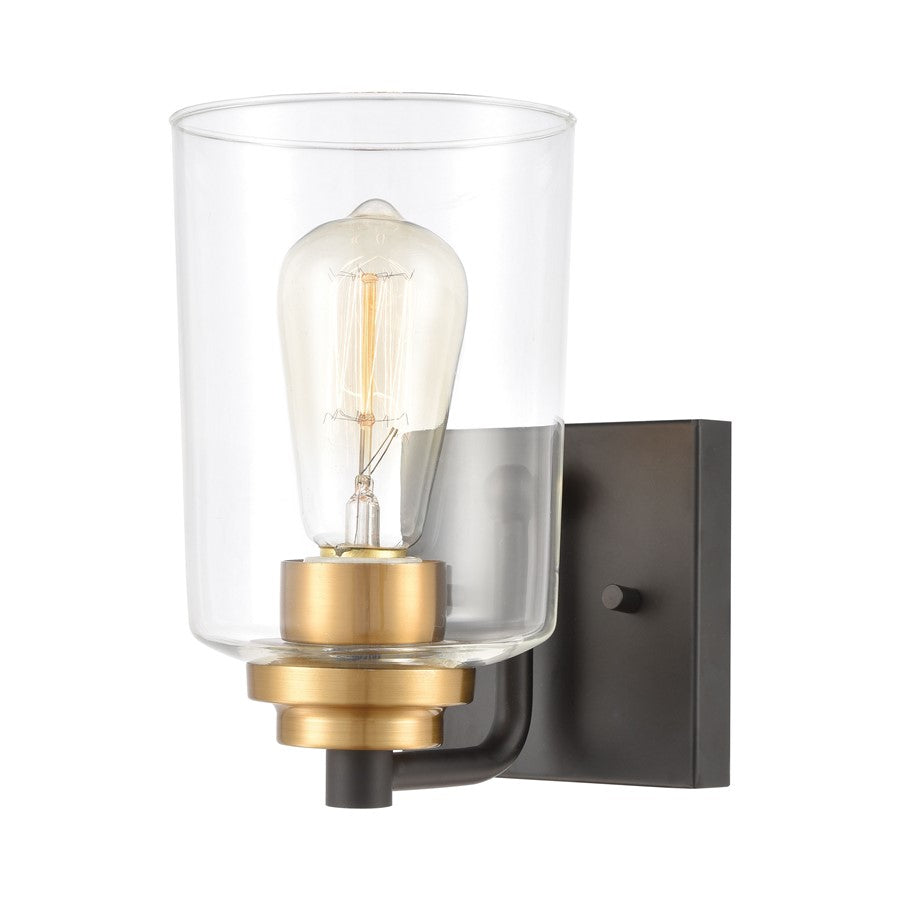 Atlas Lighting Robins 8in 1-Light Wall Sconce | Transitional Matte Black and Clear Glass | Bathroom & Hallway | 4.75 x 7 x 8 in | Model WL11430-BK