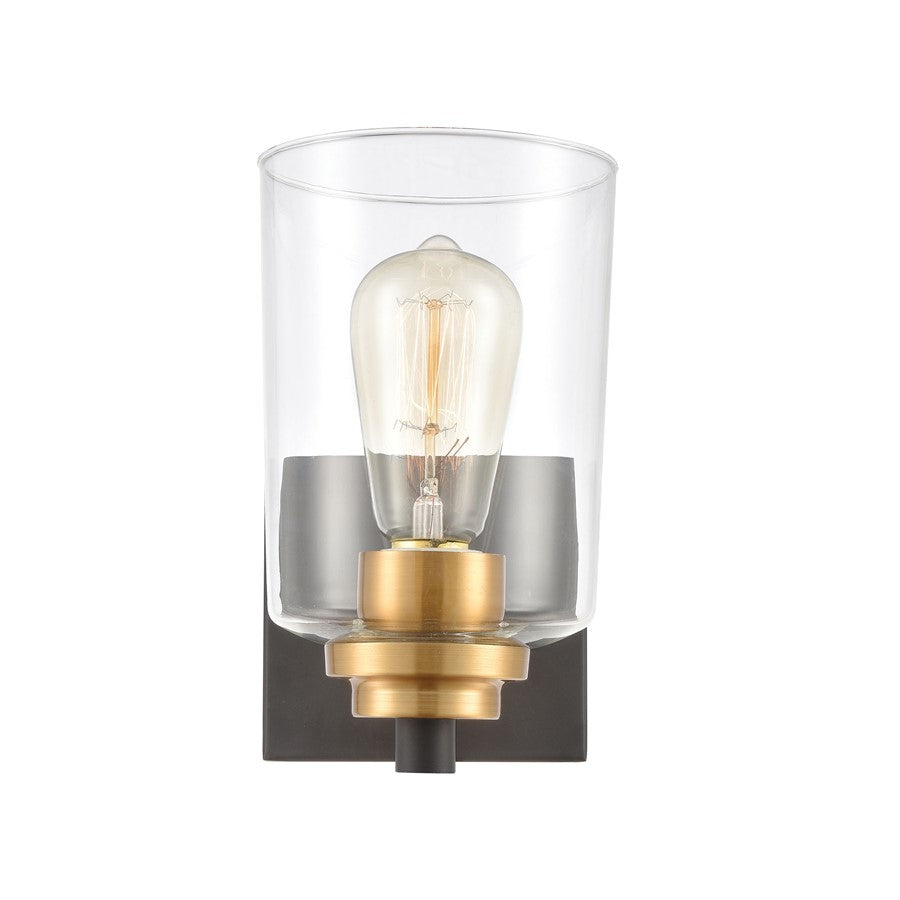 Atlas Lighting Robins 8in 1-Light Wall Sconce | Transitional Matte Black and Clear Glass | Bathroom & Hallway | 4.75 x 7 x 8 in | Model WL11430-BK