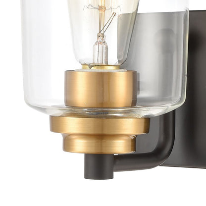 Atlas Lighting Robins 8in 1-Light Wall Sconce | Transitional Matte Black and Clear Glass | Bathroom & Hallway | 4.75 x 7 x 8 in | Model WL11430-BK