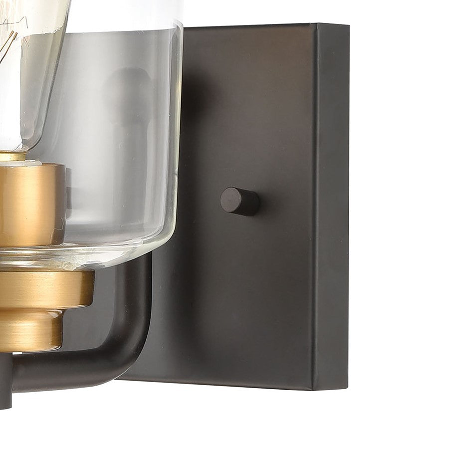 Atlas Lighting Robins 8in 1-Light Wall Sconce | Transitional Matte Black and Clear Glass | Bathroom & Hallway | 4.75 x 7 x 8 in | Model WL11430-BK