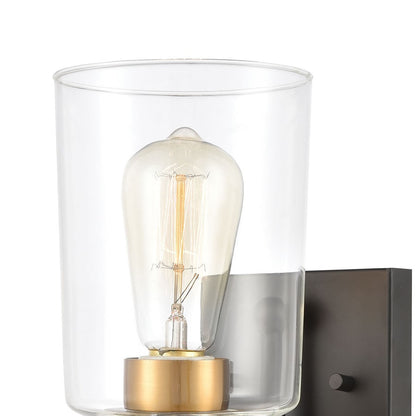 Atlas Lighting Robins 8in 1-Light Wall Sconce | Transitional Matte Black and Clear Glass | Bathroom & Hallway | 4.75 x 7 x 8 in | Model WL11430-BK
