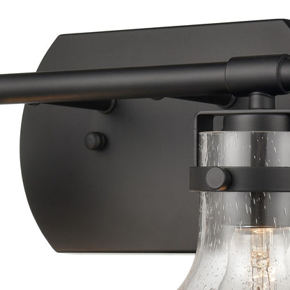 Atlas Lighting Salamanca 15.5in 2-Light Vanity Light | Transitional Matte Black and Clear Seeded Glass | Bathroom Vanity | Model WL11431-BK