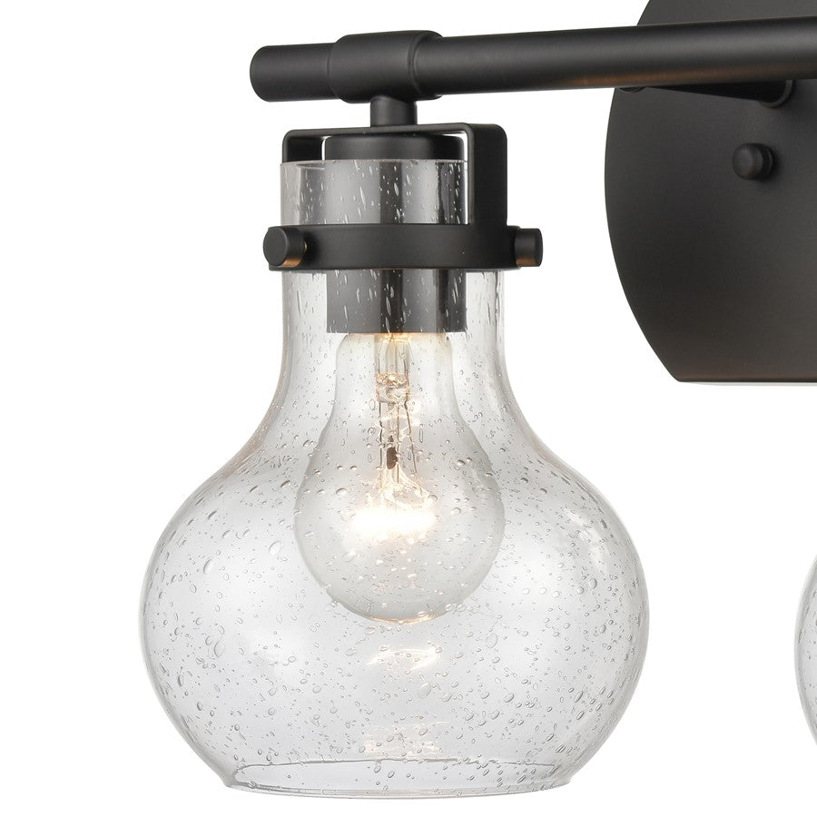 Atlas Lighting Salamanca 15.5in 2-Light Vanity Light | Transitional Matte Black and Clear Seeded Glass | Bathroom Vanity | Model WL11431-BK