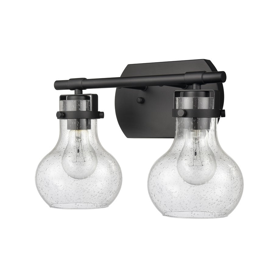 Atlas Lighting Salamanca 15.5in 2-Light Vanity Light | Transitional Matte Black and Clear Seeded Glass | Bathroom Vanity | Model WL11431-BK