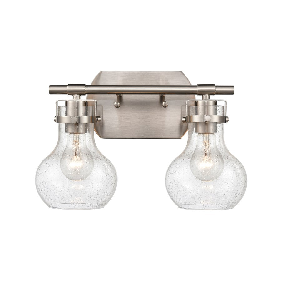 Atlas Lighting Salamanca 15.5in 2-Light Vanity Light | Transitional Satin Nickel and Clear Seeded Glass | Bathroom Vanity | Model WL11431-NK