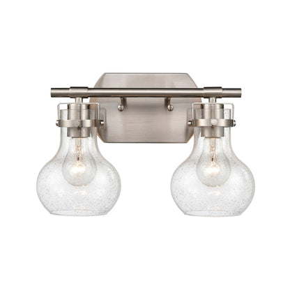 Atlas Lighting Salamanca 15.5in 2-Light Vanity Light | Transitional Satin Nickel and Clear Seeded Glass | Bathroom Vanity | Model WL11431-NK