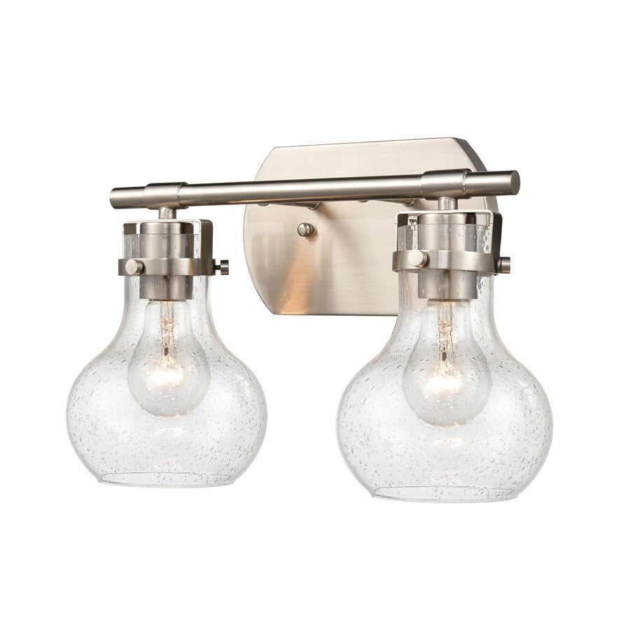 Atlas Lighting Salamanca 15.5in 2-Light Vanity Light | Transitional Satin Nickel and Clear Seeded Glass | Bathroom Vanity | Model WL11431-NK