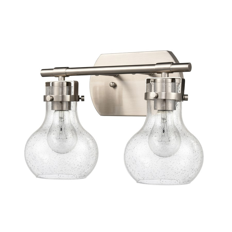 Atlas Lighting Salamanca 15.5in 2-Light Vanity Light | Transitional Satin Nickel and Clear Seeded Glass | Bathroom Vanity | Model WL11431-NK