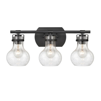 Atlas Lighting Salamanca 21in 3-Light Vanity Light | Transitional Matte Black and Clear Seeded Glass | Bathroom Vanity | Model WL11432-BK