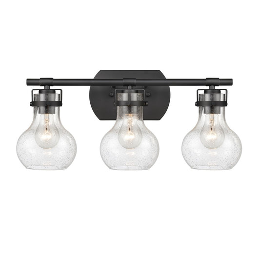 Atlas Lighting Salamanca 21in 3-Light Vanity Light | Transitional Matte Black and Clear Seeded Glass | Bathroom Vanity | Model WL11432-BK