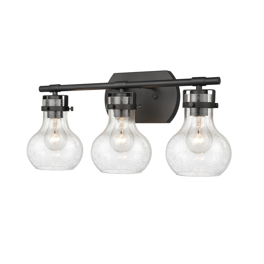 Atlas Lighting Salamanca 21in 3-Light Vanity Light | Transitional Matte Black and Clear Seeded Glass | Bathroom Vanity | Model WL11432-BK