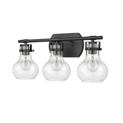 Atlas Lighting Salamanca 21in 3-Light Vanity Light | Transitional Matte Black and Clear Seeded Glass | Bathroom Vanity | Model WL11432-BK
