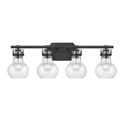 Atlas Lighting Salamanca 29in 4-Light Vanity Light | Transitional Matte Black and Clear Seeded Glass | Bathroom Vanity | Model WL11433-BK