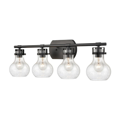 Atlas Lighting Salamanca 29in 4-Light Vanity Light | Transitional Matte Black and Clear Seeded Glass | Bathroom Vanity | Model WL11433-BK