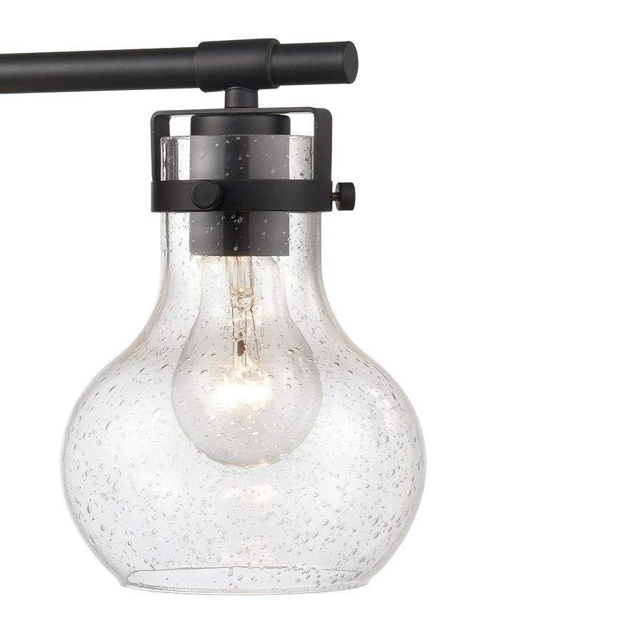 Atlas Lighting Salamanca 29in 4-Light Vanity Light | Transitional Matte Black and Clear Seeded Glass | Bathroom Vanity | Model WL11433-BK