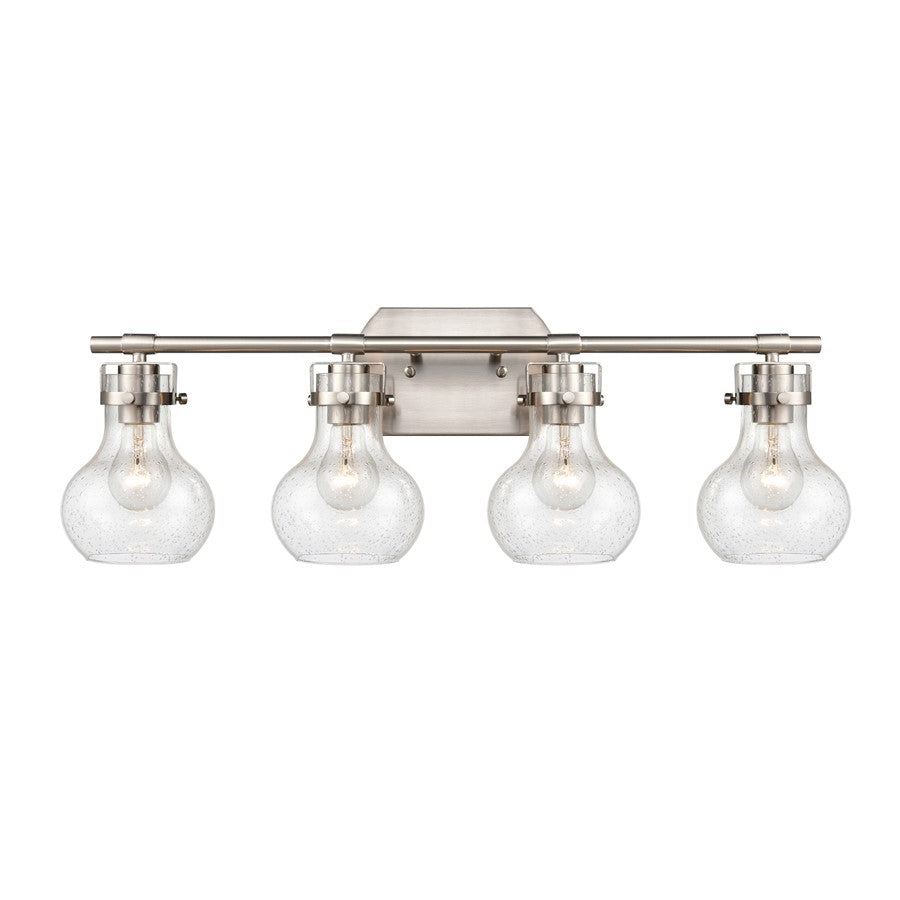 Atlas Lighting Salamanca 29in 4-Light Vanity Light | Transitional Satin Nickel and Clear Seeded Glass | Bathroom Vanity | Model WL11433-NK