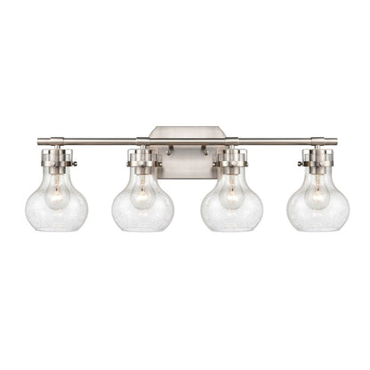 Atlas Lighting Salamanca 29in 4-Light Vanity Light | Transitional Satin Nickel and Clear Seeded Glass | Bathroom Vanity | Model WL11433-NK