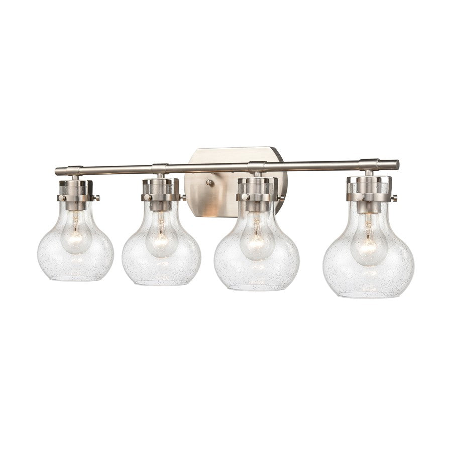 Atlas Lighting Salamanca 29in 4-Light Vanity Light | Transitional Satin Nickel and Clear Seeded Glass | Bathroom Vanity | Model WL11433-NK