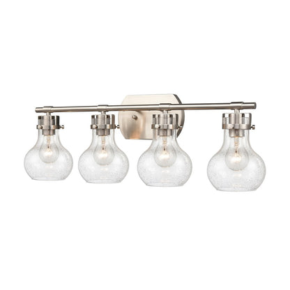Atlas Lighting Salamanca 29in 4-Light Vanity Light | Transitional Satin Nickel and Clear Seeded Glass | Bathroom Vanity | Model WL11433-NK