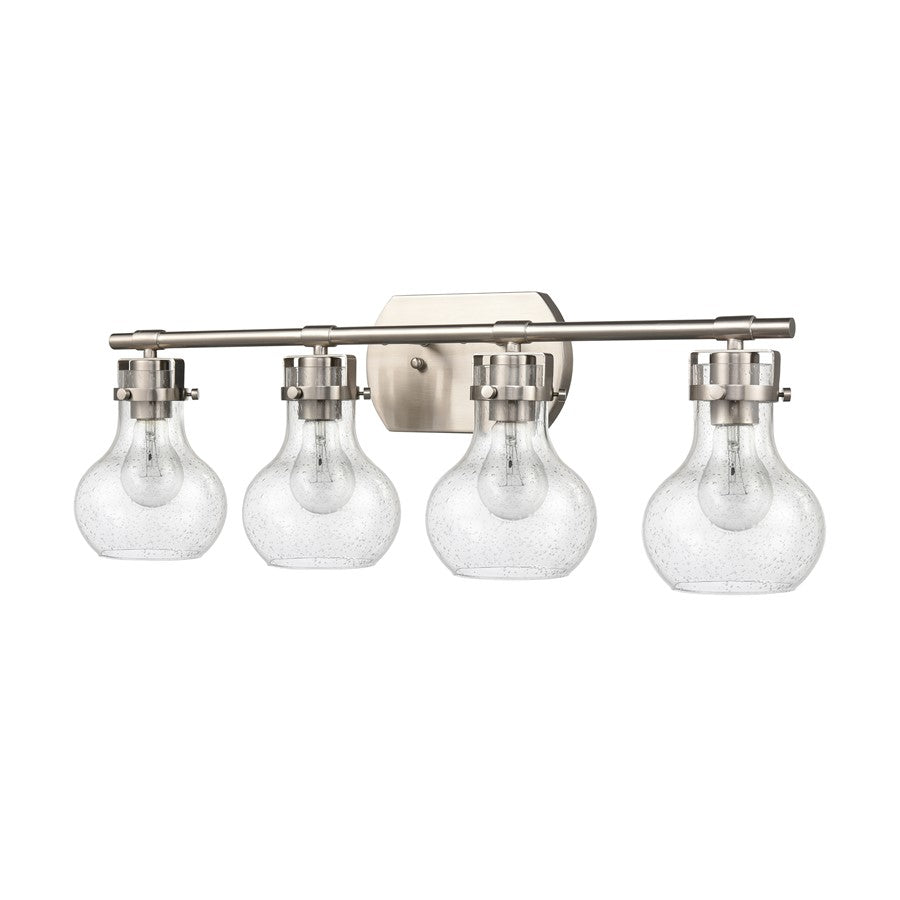 Atlas Lighting Salamanca 29in 4-Light Vanity Light | Transitional Satin Nickel and Clear Seeded Glass | Bathroom Vanity | Model WL11433-NK