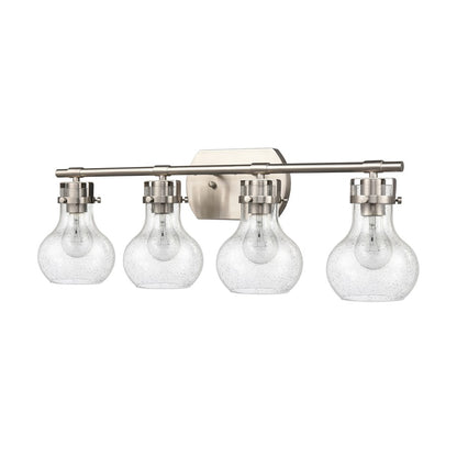 Atlas Lighting Salamanca 29in 4-Light Vanity Light | Transitional Satin Nickel and Clear Seeded Glass | Bathroom Vanity | Model WL11433-NK