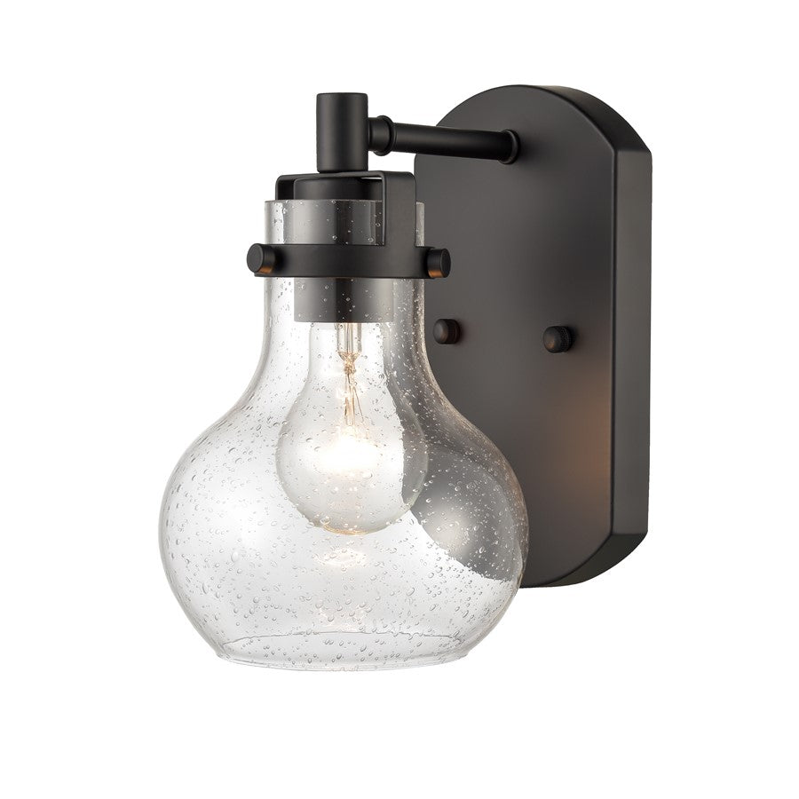 Atlas Lighting Salamanca 5.5in 1-Light Vanity Light | Transitional Matte Black and Clear Seeded Glass | Bathroom Vanity | Model WL11434-BK