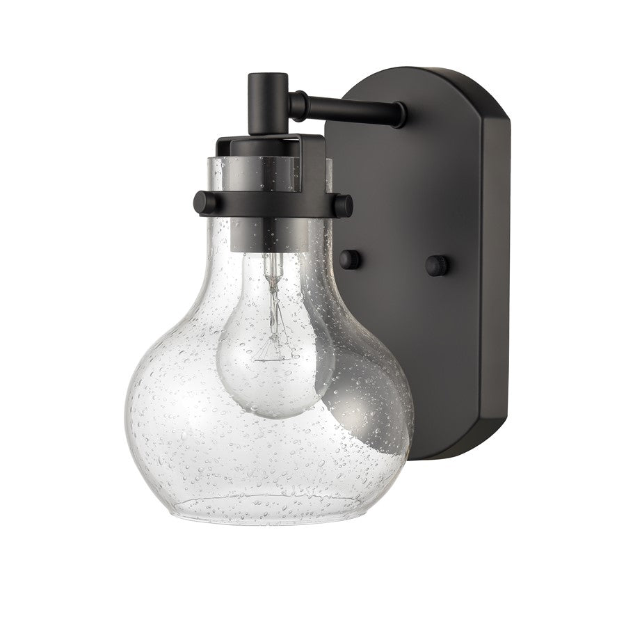 Atlas Lighting Salamanca 5.5in 1-Light Vanity Light | Transitional Matte Black and Clear Seeded Glass | Bathroom Vanity | Model WL11434-BK