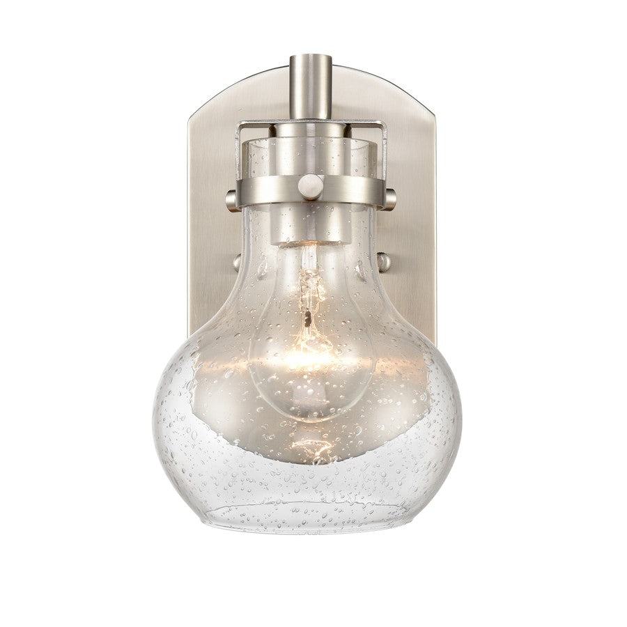 Atlas Lighting Salamanca 5.5in 1-Light Vanity Light | Transitional Satin Nickel and Clear Seeded Glass | Bathroom Vanity | Model WL11434-NK