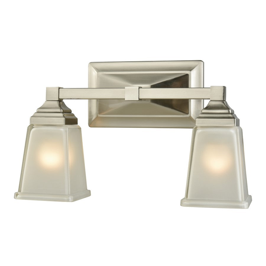 Atlas Lighting Sinclair 15in 2-Light Vanity Light | Traditional Brushed Nickel and White Frosted Glass | Bathroom Vanity | Model WL11437-NK