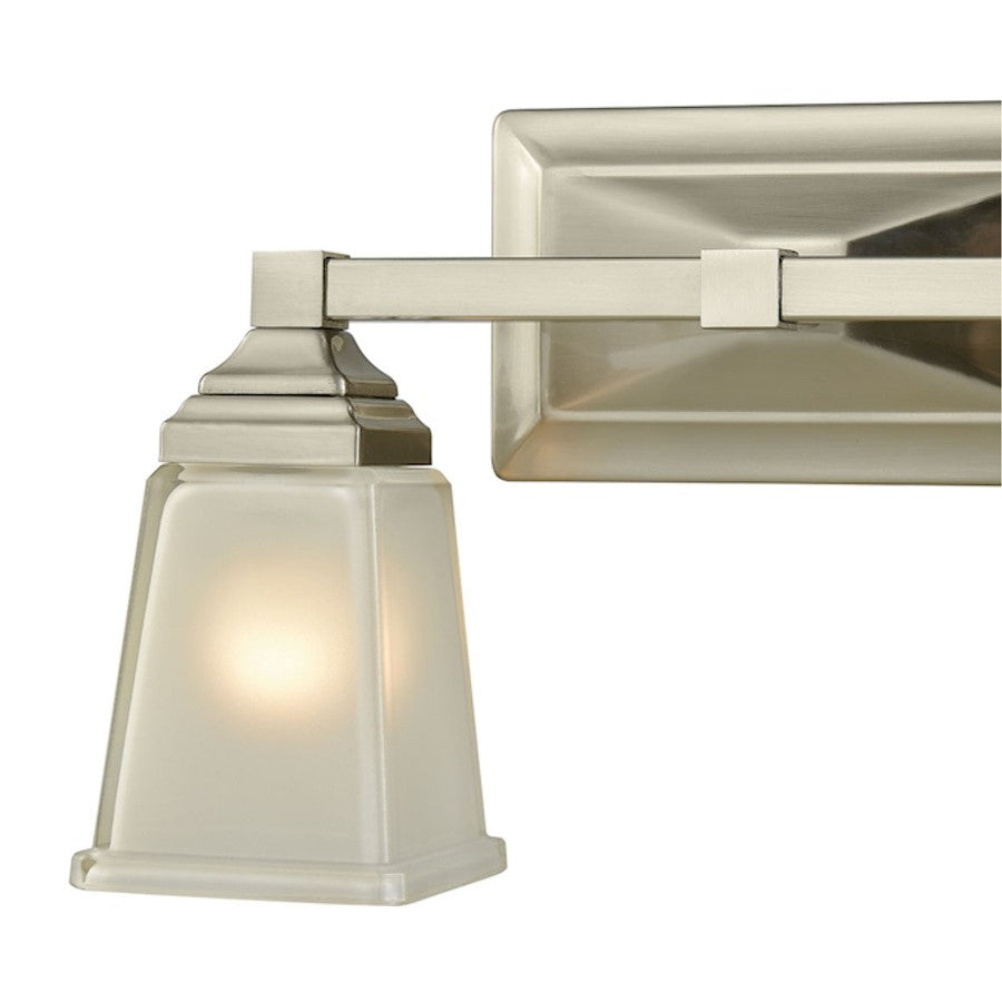 Atlas Lighting Sinclair 15in 2-Light Vanity Light | Traditional Brushed Nickel and White Frosted Glass | Bathroom Vanity | Model WL11437-NK