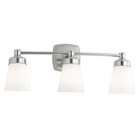 Atlas Lighting Soft Square 22in 3-Light Vanity Light | Traditional Chrome and Glass | Bathroom Vanity | 22 x 22 x 8 in | Model WL11440-CH