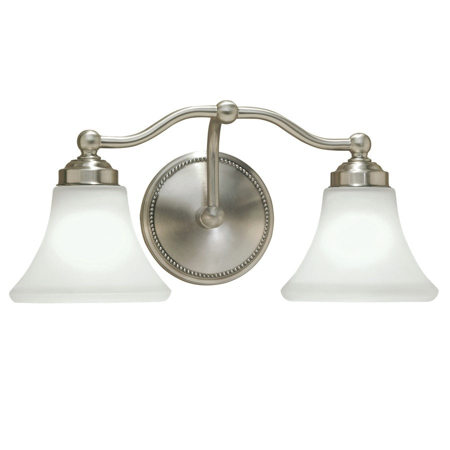 Atlas Lighting Soleil 17in 2-Light Vanity Light | Traditional Brushed Nickel and White Glass | Bathroom Vanity | 17 x 17 x 8 in | Model WL11441-NK