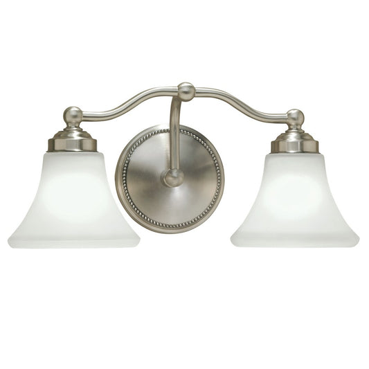 Atlas Lighting Soleil 17in 2-Light Vanity Light | Traditional Brushed Nickel and White Glass | Bathroom Vanity | 17 x 17 x 8 in | Model WL11441-NK