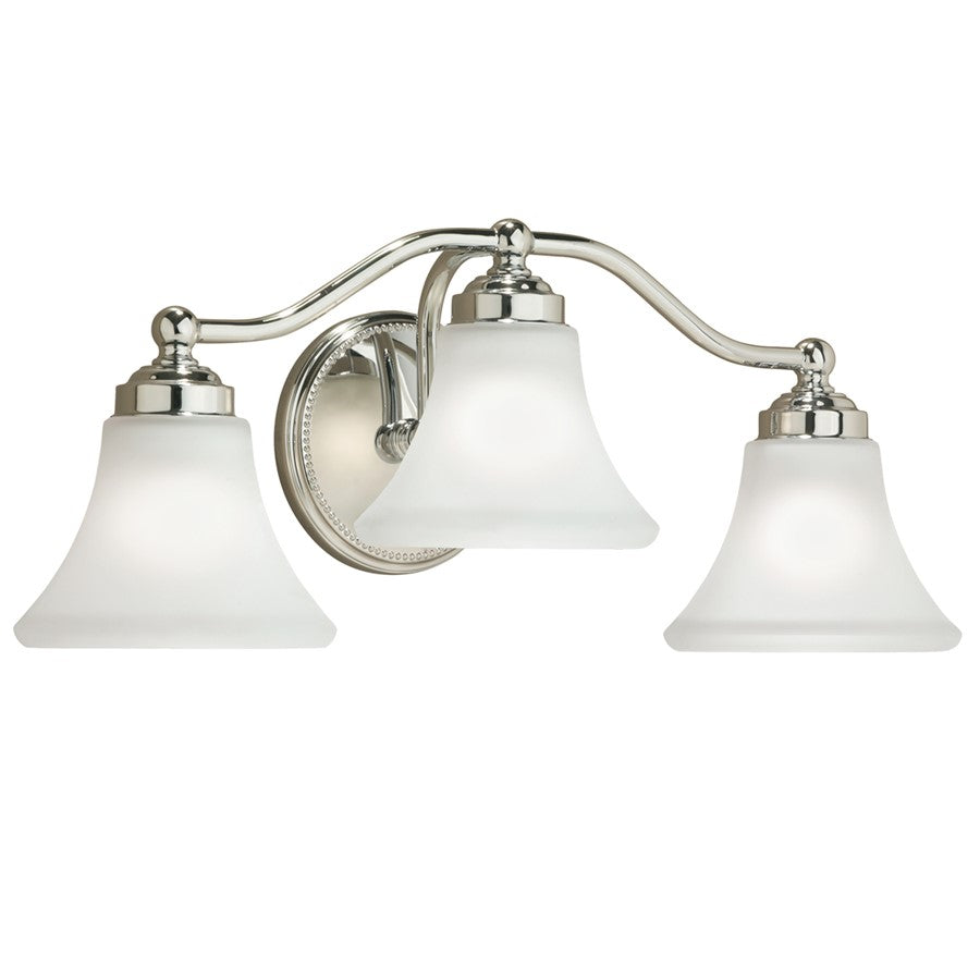 Atlas Lighting Soleil 22in 3-Light Vanity Light | Traditional Chrome and White Glass | Bathroom Vanity | 22 x 22 x 9 in | Model WL11442-CH