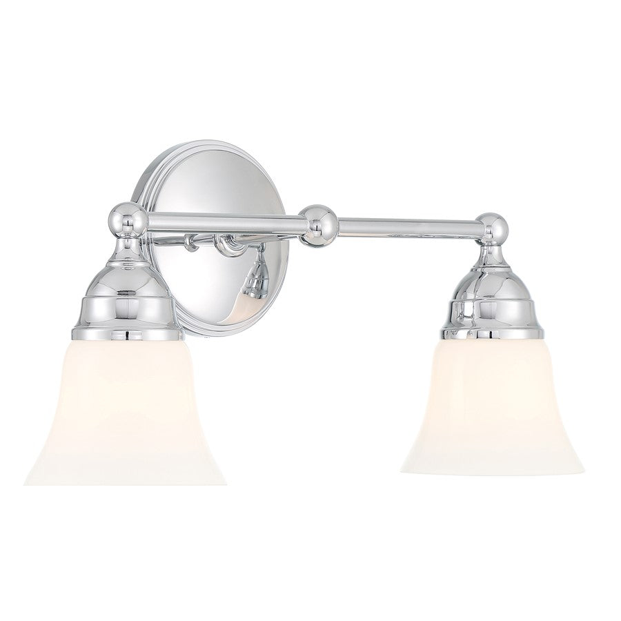 Atlas Lighting Sofia 16in 2-Light Vanity Light | Traditional Chrome and White Glass | Bathroom Vanity | 16 x 8 x 8 in | Model WL11443-CH