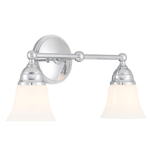 Atlas Lighting Sofia 16in 2-Light Vanity Light | Traditional Chrome and White Glass | Bathroom Vanity | 16 x 8 x 8 in | Model WL11443-CH