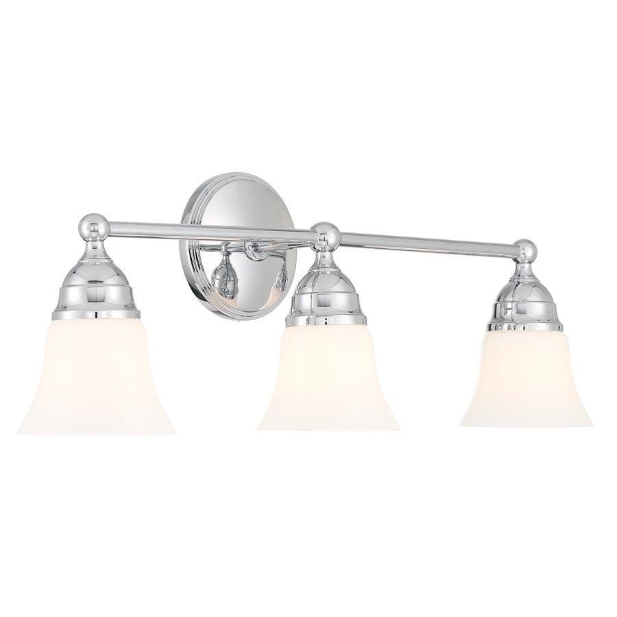 Atlas Lighting Sofia 24in 3-Light Vanity Light | Traditional Chrome and White Glass | Bathroom Vanity | 24 x 8 x 8 in | Model WL11444-CH