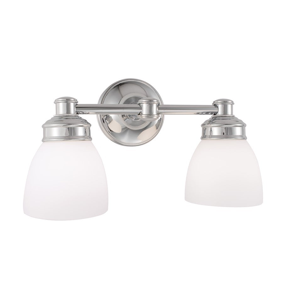 Atlas Lighting Spencer 14in 2-Light Sconce | Traditional Chrome and White Glass | Bathroom & Hallway | 14 x 7 x 8 in | Model WL11445-CH