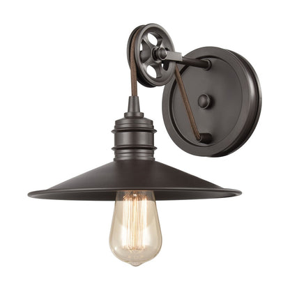 Atlas Lighting Spindle Wheel 8in 1-Light Wall Sconce | Vintage Industrial Oil Rubbed Bronze Metal | Bathroom & Hallway Accent | Model WL11448-BZ
