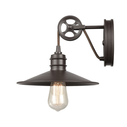 Atlas Lighting Spindle Wheel 8in 1-Light Wall Sconce | Vintage Industrial Oil Rubbed Bronze Metal | Bathroom & Hallway Accent | Model WL11448-BZ