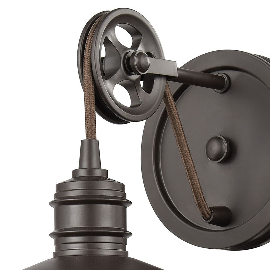 Atlas Lighting Spindle Wheel 8in 1-Light Wall Sconce | Vintage Industrial Oil Rubbed Bronze Metal | Bathroom & Hallway Accent | Model WL11448-BZ