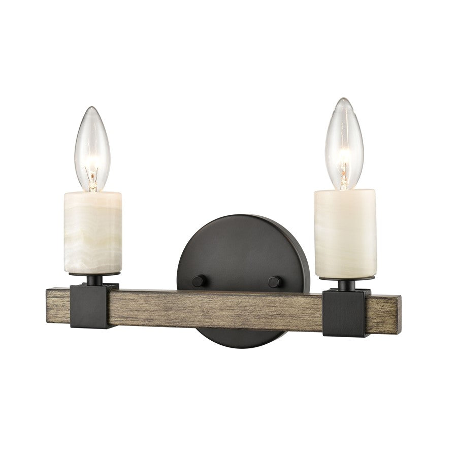 Atlas Lighting Stone Manor 12in 2-Light Vanity Light | Transitional Matte Black and Aspen Metal | Bathroom & Powder Room | Model WL11450-BK