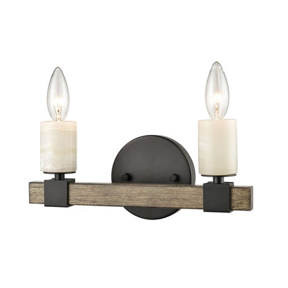 Atlas Lighting Stone Manor 12in 2-Light Vanity Light | Transitional Matte Black and Aspen Metal | Bathroom & Powder Room | Model WL11450-BK