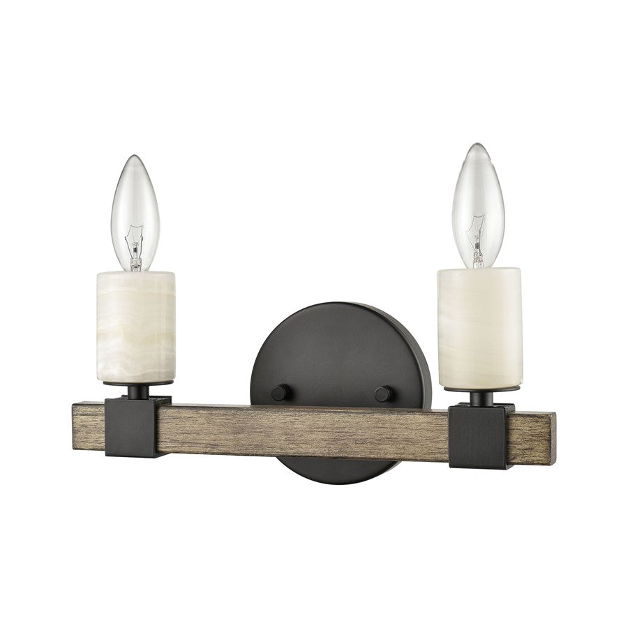 Atlas Lighting Stone Manor 12in 2-Light Vanity Light | Transitional Matte Black and Aspen Metal | Bathroom & Powder Room | Model WL11450-BK